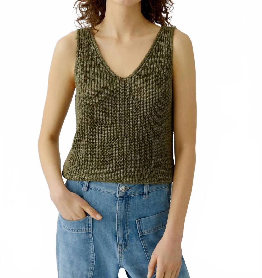 NEW OUI knit tank in green garden